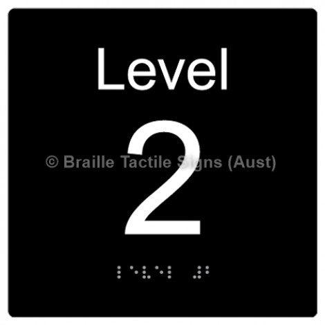 Braille Sign Level Sign - Level 2 - Braille Tactile Signs Aust. - BTS272-02-blk - Custom Signs - Fast Shipping - High Quality - Australian Made &amp; Owned