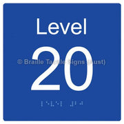 Braille Sign Level Sign - Level 20 - Braille Tactile Signs Aust. - BTS272-20-blu - Custom Signs - Fast Shipping - High Quality - Australian Made &amp; Owned