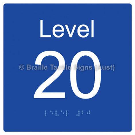 Braille Sign Level Sign - Level 20 - Braille Tactile Signs Aust. - BTS272-20-blu - Custom Signs - Fast Shipping - High Quality - Australian Made &amp; Owned