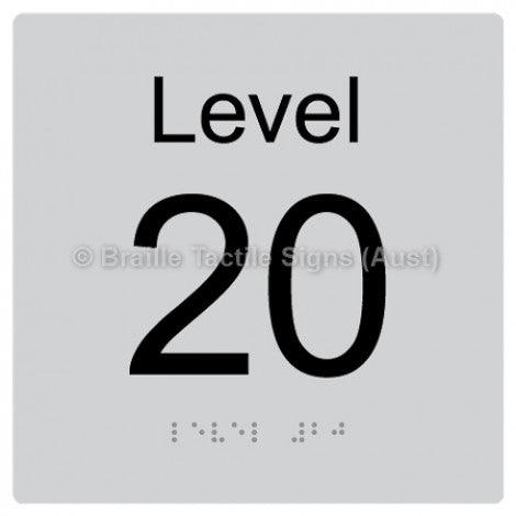 Braille Sign Level Sign - Level 20 - Braille Tactile Signs Aust. - BTS272-20-slv - Custom Signs - Fast Shipping - High Quality - Australian Made &amp; Owned