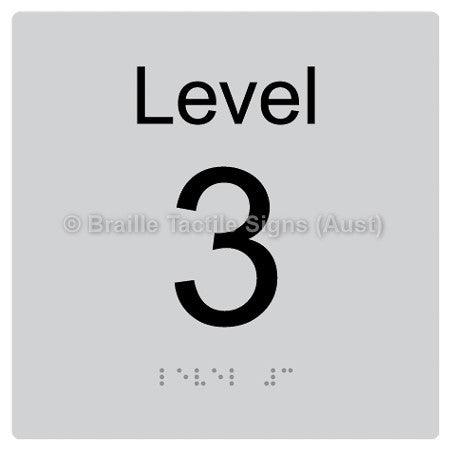 Braille Sign Level Sign - Level 3 - Braille Tactile Signs Aust. - BTS272-03-slv - Custom Signs - Fast Shipping - High Quality - Australian Made &amp; Owned