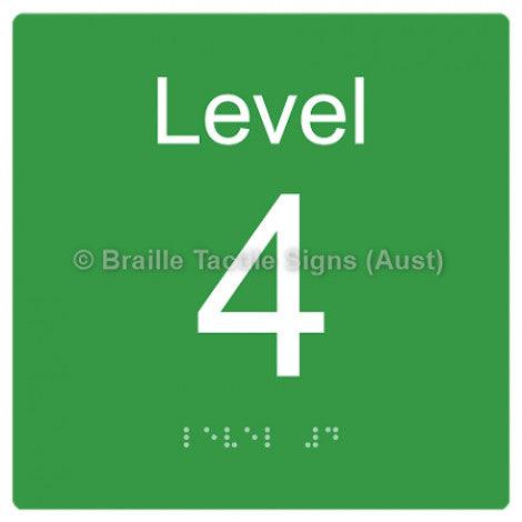 Braille Sign Level Sign - Level 4 - Braille Tactile Signs Aust. - BTS272-04-grn - Custom Signs - Fast Shipping - High Quality - Australian Made &amp; Owned