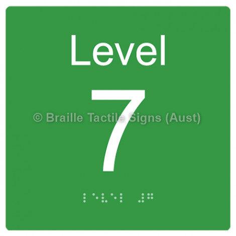 Braille Sign Level Sign - Level 7 - Braille Tactile Signs Aust. - BTS272-07-grn - Custom Signs - Fast Shipping - High Quality - Australian Made &amp; Owned
