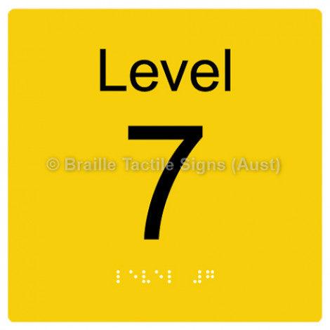 Braille Sign Level Sign - Level 7 - Braille Tactile Signs Aust. - BTS272-07-yel - Custom Signs - Fast Shipping - High Quality - Australian Made &amp; Owned