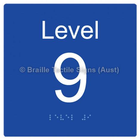 Braille Sign Level Sign - Level 9 - Braille Tactile Signs Aust. - BTS272-09-blu - Custom Signs - Fast Shipping - High Quality - Australian Made &amp; Owned