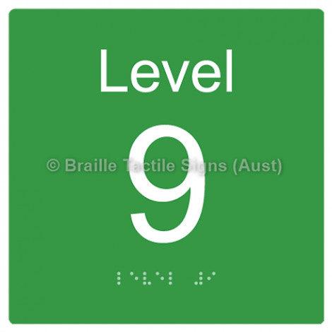 Braille Sign Level Sign - Level 9 - Braille Tactile Signs Aust. - BTS272-09-grn - Custom Signs - Fast Shipping - High Quality - Australian Made &amp; Owned