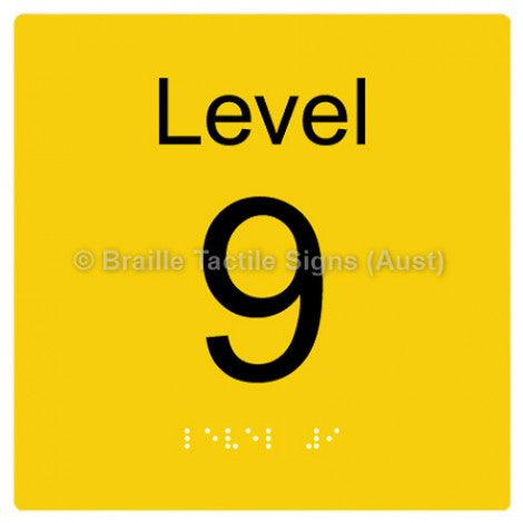 Braille Sign Level Sign - Level 9 - Braille Tactile Signs Aust. - BTS272-09-yel - Custom Signs - Fast Shipping - High Quality - Australian Made &amp; Owned