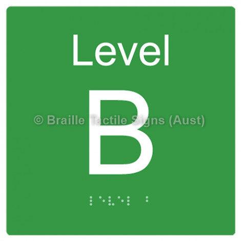 Braille Sign Level Sign - Level B - Braille Tactile Signs Aust. - BTS272-B-grn - Custom Signs - Fast Shipping - High Quality - Australian Made &amp; Owned