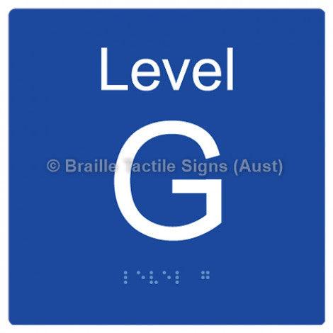 Braille Sign Level Sign - Level G - Braille Tactile Signs Aust. - BTS272-G-blu - Custom Signs - Fast Shipping - High Quality - Australian Made &amp; Owned