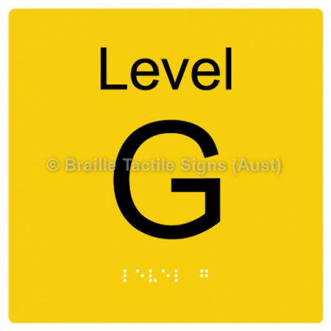 Braille Sign Level Sign - Level G - Braille Tactile Signs Aust. - BTS272-G-yel - Custom Signs - Fast Shipping - High Quality - Australian Made &amp; Owned