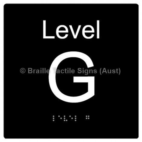 Braille Sign Level Sign - Level G - Braille Tactile Signs Aust. - BTS272-G-blk - Custom Signs - Fast Shipping - High Quality - Australian Made &amp; Owned