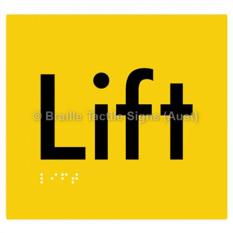 Braille Sign Lift - Braille Tactile Signs Aust. - BTS173-yel - Custom Signs - Fast Shipping - High Quality - Australian Made &amp; Owned