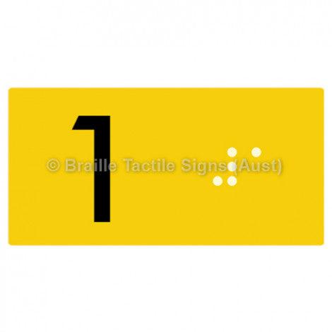 Braille Sign Lift Button Signs (B,G,P,1-10) 1 - Braille Tactile Signs Aust. - BTS189-01-yel - Custom Signs - Fast Shipping - High Quality - Australian Made &amp; Owned