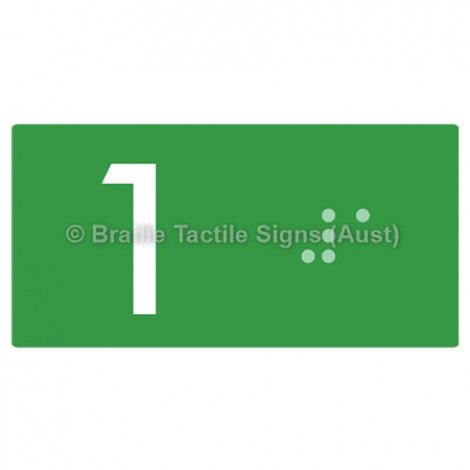 Braille Sign Lift Button Signs (B,G,P,1-10) 1 - Braille Tactile Signs Aust. - BTS189-01-grn - Custom Signs - Fast Shipping - High Quality - Australian Made &amp; Owned