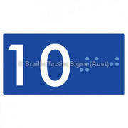 Braille Sign Lift Button Signs (B,G,P,1-10) 10 - Braille Tactile Signs Aust. - BTS189-10-blu - Custom Signs - Fast Shipping - High Quality - Australian Made &amp; Owned