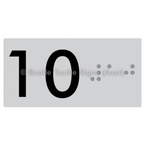Braille Sign Lift Button Signs (B,G,P,1-10) 10 - Braille Tactile Signs Aust. - BTS189-10-slv - Custom Signs - Fast Shipping - High Quality - Australian Made &amp; Owned