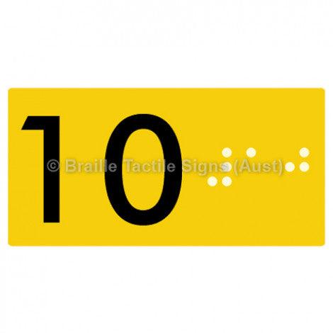Braille Sign Lift Button Signs (B,G,P,1-10) 10 - Braille Tactile Signs Aust. - BTS189-10-yel - Custom Signs - Fast Shipping - High Quality - Australian Made &amp; Owned