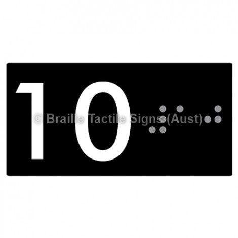 Braille Sign Lift Button Signs (B,G,P,1-10) 10 - Braille Tactile Signs Aust. - BTS189-10-blk - Custom Signs - Fast Shipping - High Quality - Australian Made &amp; Owned