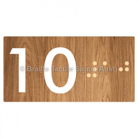Braille Sign Lift Button Signs (B,G,P,1-10) 10 - Braille Tactile Signs Aust. - BTS189-10-wdg - Custom Signs - Fast Shipping - High Quality - Australian Made &amp; Owned