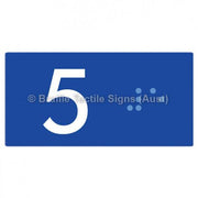 Braille Sign Lift Button Signs (B,G,P,1-10) 5 - Braille Tactile Signs Aust. - BTS189-05-blu - Custom Signs - Fast Shipping - High Quality - Australian Made &amp; Owned