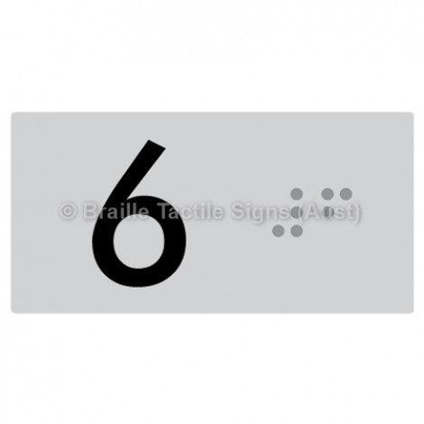 Braille Sign Lift Button Signs (B,G,P,1-10) 6 - Braille Tactile Signs Aust. - BTS189-06-slv - Custom Signs - Fast Shipping - High Quality - Australian Made &amp; Owned
