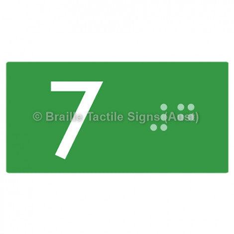 Braille Sign Lift Button Signs (B,G,P,1-10) 7 - Braille Tactile Signs Aust. - BTS189-07-grn - Custom Signs - Fast Shipping - High Quality - Australian Made &amp; Owned