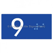 Braille Sign Lift Button Signs (B,G,P,1-10) 9 - Braille Tactile Signs Aust. - BTS189-09-blu - Custom Signs - Fast Shipping - High Quality - Australian Made &amp; Owned