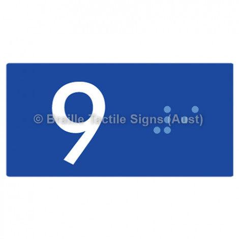Braille Sign Lift Button Signs (B,G,P,1-10) 9 - Braille Tactile Signs Aust. - BTS189-09-blu - Custom Signs - Fast Shipping - High Quality - Australian Made &amp; Owned