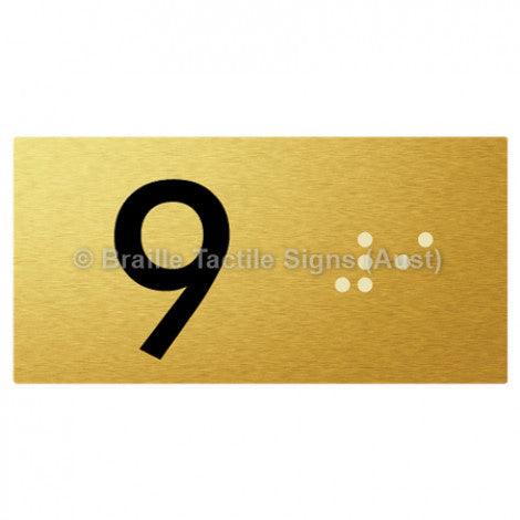 Braille Sign Lift Button Signs (B,G,P,1-10) 9 - Braille Tactile Signs Aust. - BTS189-09-aliG - Custom Signs - Fast Shipping - High Quality - Australian Made &amp; Owned