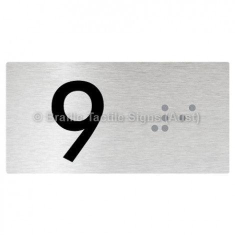 Braille Sign Lift Button Signs (B,G,P,1-10) 9 - Braille Tactile Signs Aust. - BTS189-09-aliB - Custom Signs - Fast Shipping - High Quality - Australian Made &amp; Owned