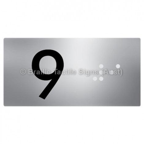 Braille Sign Lift Button Signs (B,G,P,1-10) 9 - Braille Tactile Signs Aust. - BTS189-09-aliS - Custom Signs - Fast Shipping - High Quality - Australian Made &amp; Owned