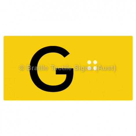 Braille Sign Lift Button Signs (B,G,P,1-10) G - Braille Tactile Signs Aust. - BTS189-G-yel - Custom Signs - Fast Shipping - High Quality - Australian Made &amp; Owned