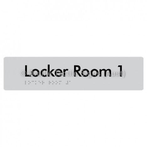 Braille Sign Locker Room 1 - Braille Tactile Signs Aust. - BTS127-01-slv - Custom Signs - Fast Shipping - High Quality - Australian Made &amp; Owned