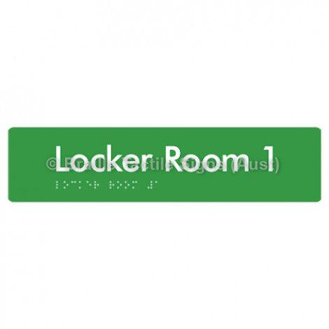 Braille Sign Locker Room 1 - Braille Tactile Signs Aust. - BTS127-01-grn - Custom Signs - Fast Shipping - High Quality - Australian Made &amp; Owned