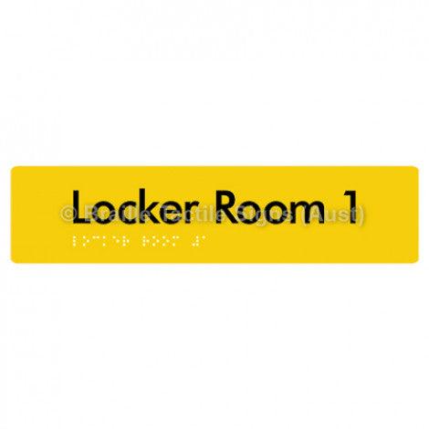 Braille Sign Locker Room 1 - Braille Tactile Signs Aust. - BTS127-01-yel - Custom Signs - Fast Shipping - High Quality - Australian Made &amp; Owned