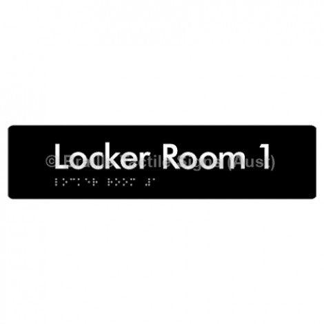 Braille Sign Locker Room 1 - Braille Tactile Signs Aust. - BTS127-01-blk - Custom Signs - Fast Shipping - High Quality - Australian Made &amp; Owned