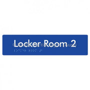 Braille Sign Locker Room 2 - Braille Tactile Signs Aust. - BTS127-02-blu - Custom Signs - Fast Shipping - High Quality - Australian Made &amp; Owned