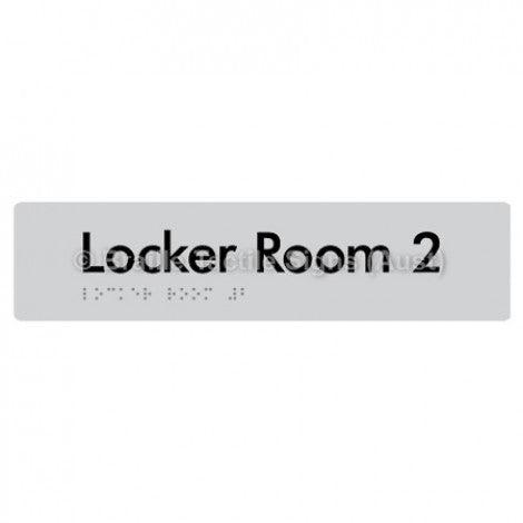 Braille Sign Locker Room 2 - Braille Tactile Signs Aust. - BTS127-02-slv - Custom Signs - Fast Shipping - High Quality - Australian Made &amp; Owned