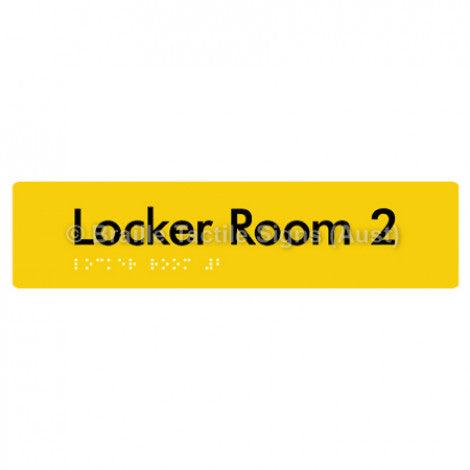 Braille Sign Locker Room 2 - Braille Tactile Signs Aust. - BTS127-02-yel - Custom Signs - Fast Shipping - High Quality - Australian Made &amp; Owned