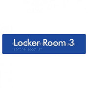 Braille Sign Locker Room 3 - Braille Tactile Signs Aust. - BTS127-03-blu - Custom Signs - Fast Shipping - High Quality - Australian Made &amp; Owned