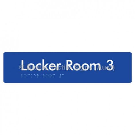 Braille Sign Locker Room 3 - Braille Tactile Signs Aust. - BTS127-03-blu - Custom Signs - Fast Shipping - High Quality - Australian Made &amp; Owned