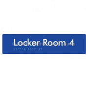 Braille Sign Locker Room 4 - Braille Tactile Signs Aust. - BTS127-04-blu - Custom Signs - Fast Shipping - High Quality - Australian Made &amp; Owned