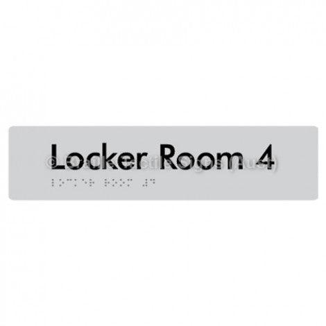 Braille Sign Locker Room 4 - Braille Tactile Signs Aust. - BTS127-04-slv - Custom Signs - Fast Shipping - High Quality - Australian Made &amp; Owned
