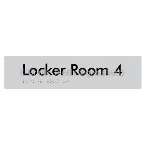 Braille Sign Locker Room 4 - Braille Tactile Signs Aust. - BTS127-04-slv - Custom Signs - Fast Shipping - High Quality - Australian Made &amp; Owned