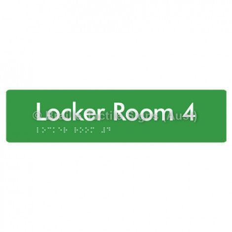 Braille Sign Locker Room 4 - Braille Tactile Signs Aust. - BTS127-04-grn - Custom Signs - Fast Shipping - High Quality - Australian Made &amp; Owned