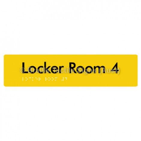 Braille Sign Locker Room 4 - Braille Tactile Signs Aust. - BTS127-04-yel - Custom Signs - Fast Shipping - High Quality - Australian Made &amp; Owned