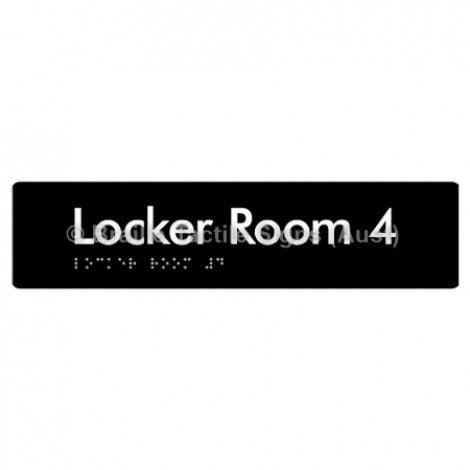 Braille Sign Locker Room 4 - Braille Tactile Signs Aust. - BTS127-04-blk - Custom Signs - Fast Shipping - High Quality - Australian Made &amp; Owned