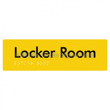 Braille Sign Locker Room - Braille Tactile Signs Aust. - BTS127-yel - Custom Signs - Fast Shipping - High Quality - Australian Made &amp; Owned