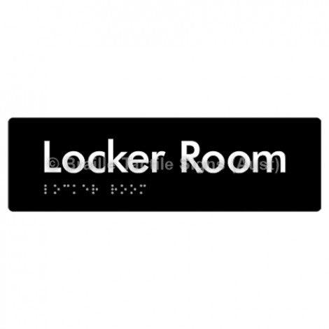 Braille Sign Locker Room - Braille Tactile Signs Aust. - BTS127-blk - Custom Signs - Fast Shipping - High Quality - Australian Made &amp; Owned