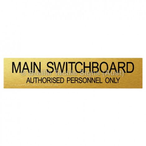 Braille Sign Main Switchboard Authorised Personnel Only - Braille Tactile Signs Aust. - BTS119-aliG - Custom Signs - Fast Shipping - High Quality - Australian Made &amp; Owned